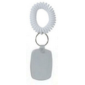 Rectangular/Rd. Corners Key Tag w/ Coil Wristband - White